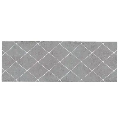 Gulvtæppe med grå tern 50 x 150 cm